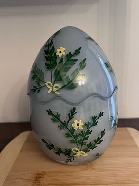 Anthropologie Floral Glass Egg Candle